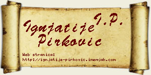 Ignjatije Pirković vizit kartica